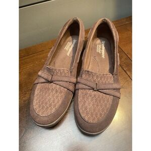 Womens Grasshoppers Ortholite Loafers Slip On Women Size 8.5M Brown Wine Suede